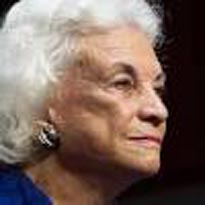 profile of a somber Justice Sandra Day O'Connor